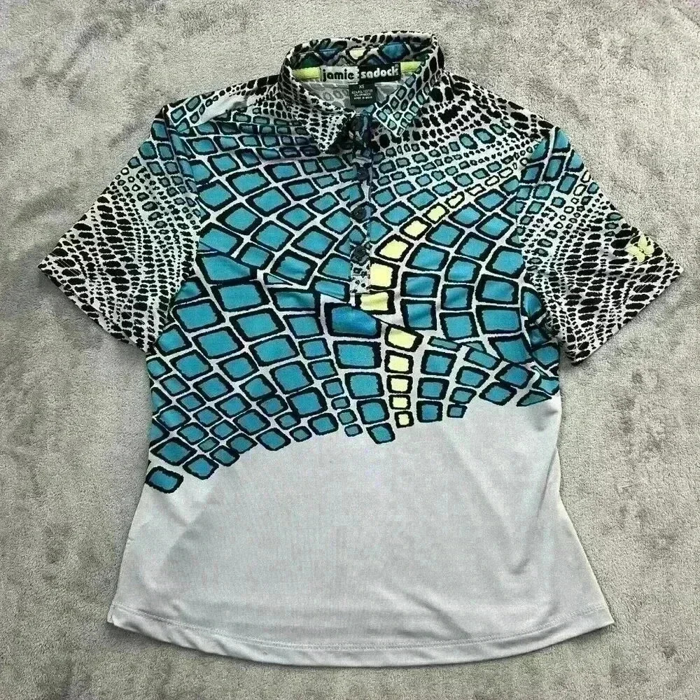 Jamie Sadock Shirt Womens XS Golf Polo Top Geometric Tennis Pickleball Active